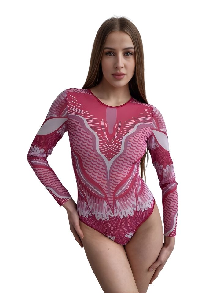 Sun & Sea Long Sleeve Swimsuit One Piece - Pink