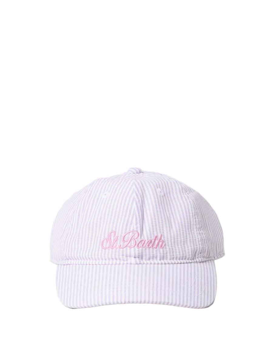 MC2 Saint Barth Striped Girls Baseball Cap with Embroidery