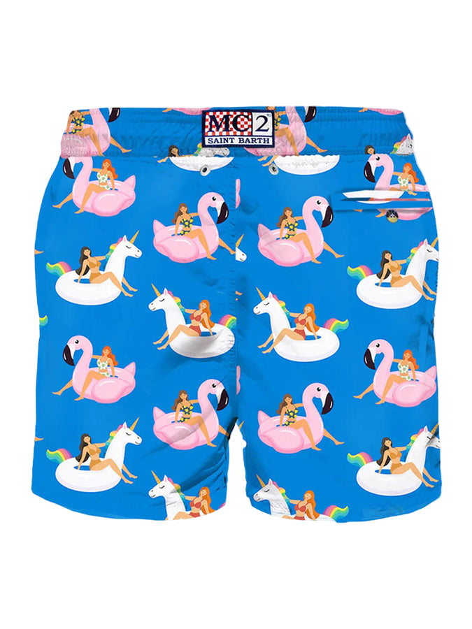 MC2 Saint Barth Men Swim Shorts with Pink Flamingo