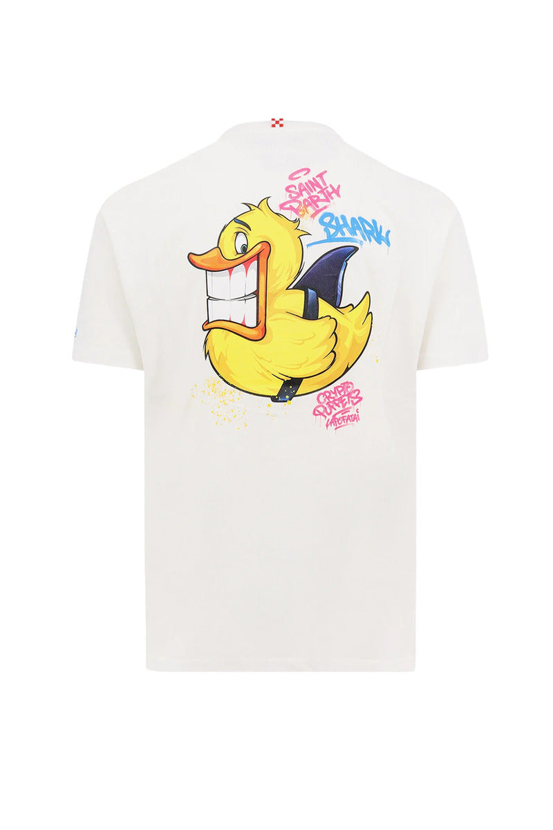 MC2 Saint Barth Cotton Men White T-Shirt with Ducky Print