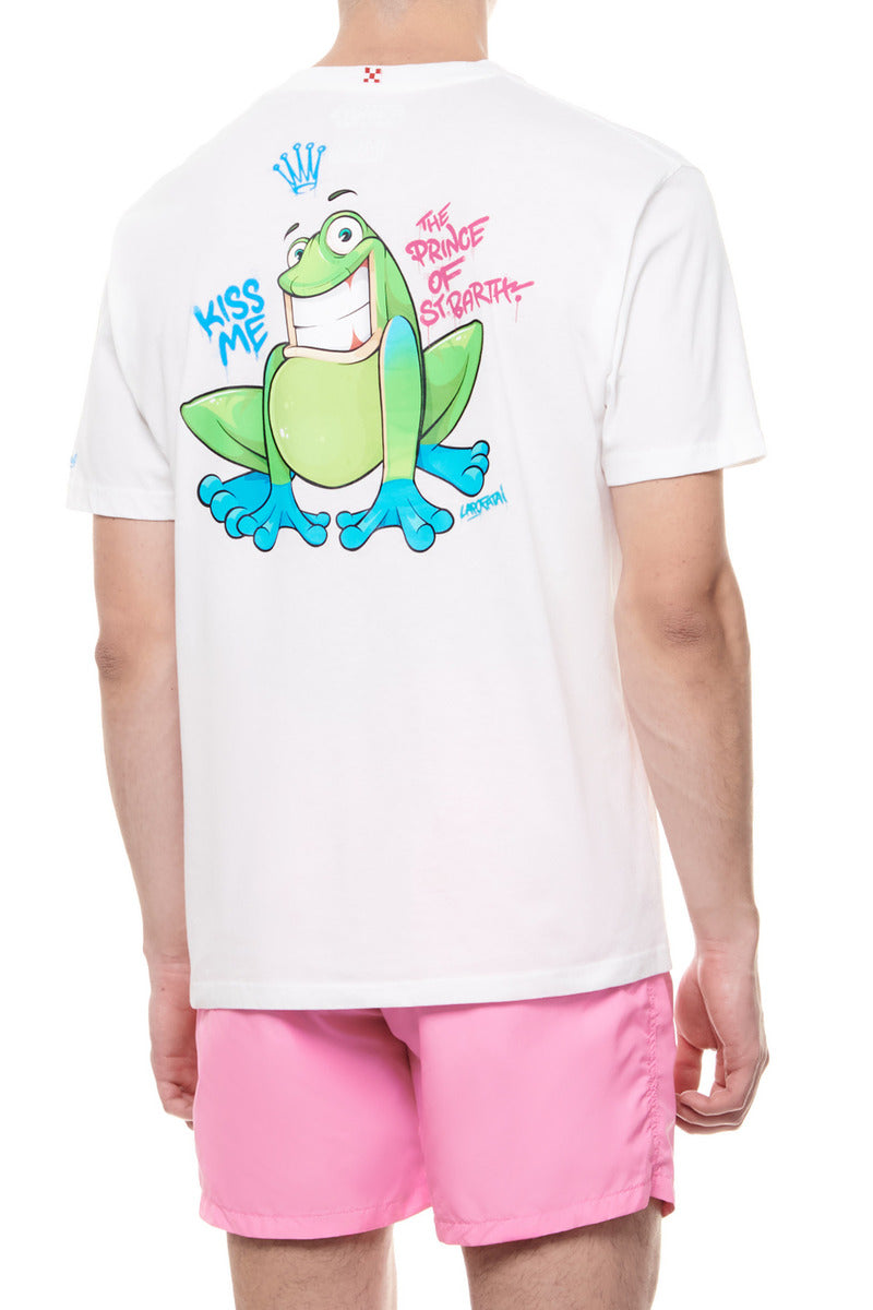 MC2 Saint Barth White Cotton Men T-Shirt with Frog Print