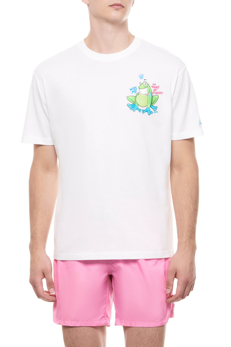 MC2 Saint Barth White Cotton Men T-Shirt with Frog Print