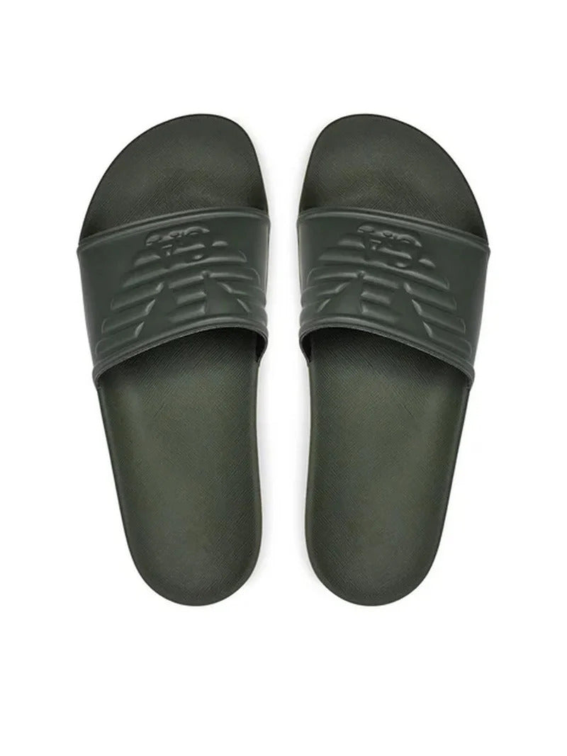 Emporio Armani Green Men Slides with Logo Detail