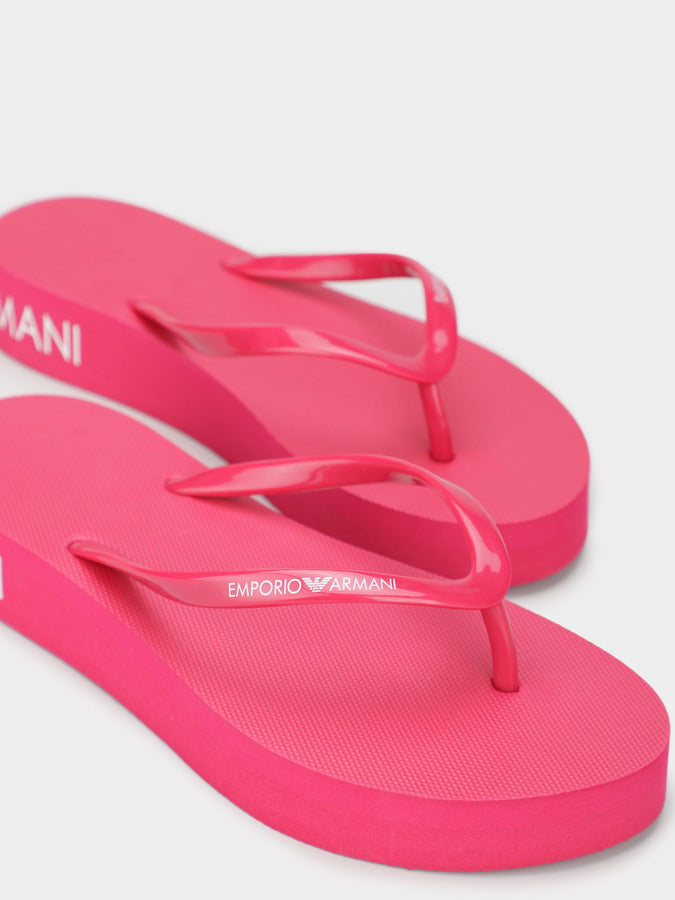 Emporio Armani Cherry Flip Flops for Women with Name Logo