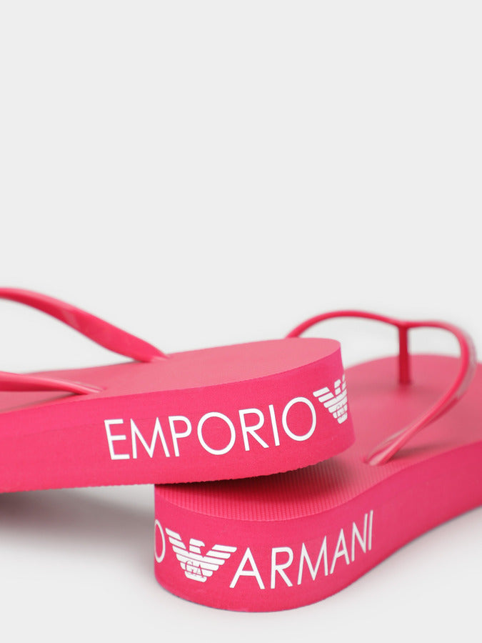 Emporio Armani Cherry Flip Flops for Women with Name Logo