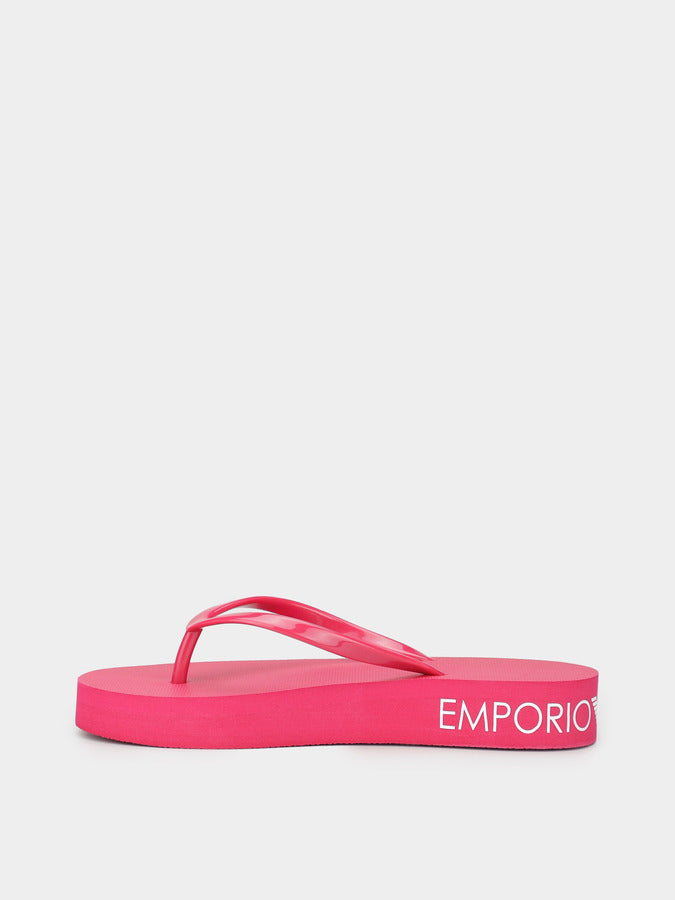 Emporio Armani Cherry Flip Flops for Women with Name Logo