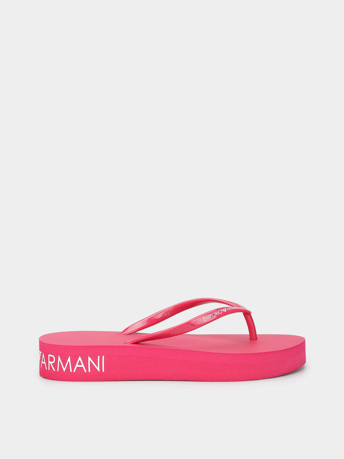 Emporio Armani Cherry Flip Flops for Women with Name Logo