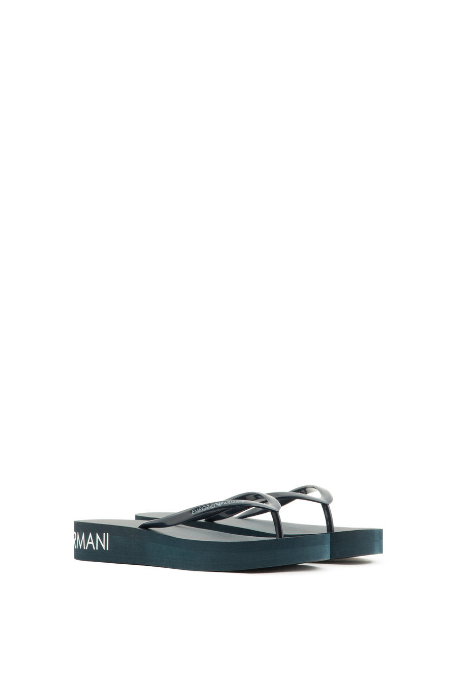 Emporio Armani Dark Blue Women Flip Flops with Name Logo