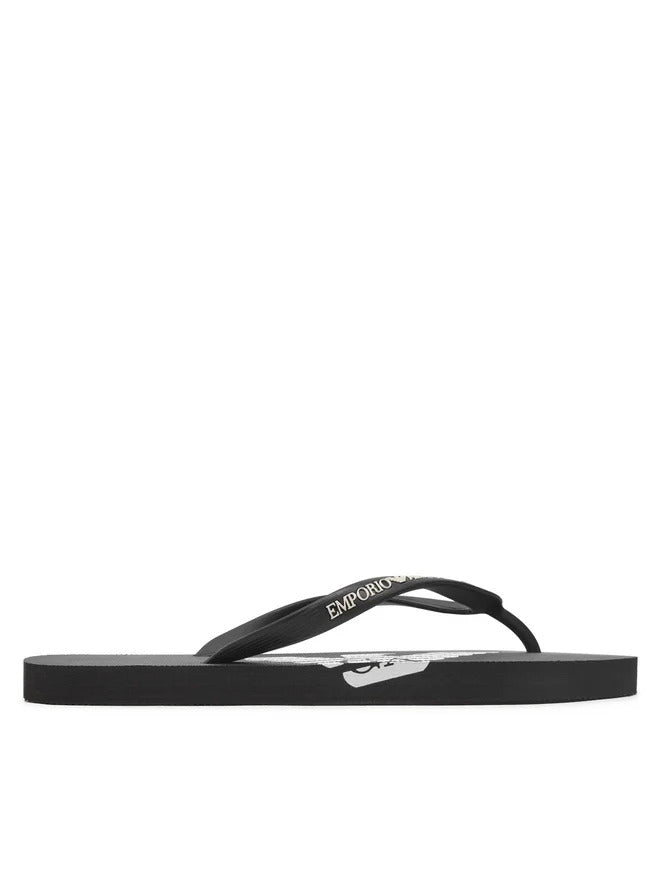 Emporio Armani Black Men Flip Flops with Logo