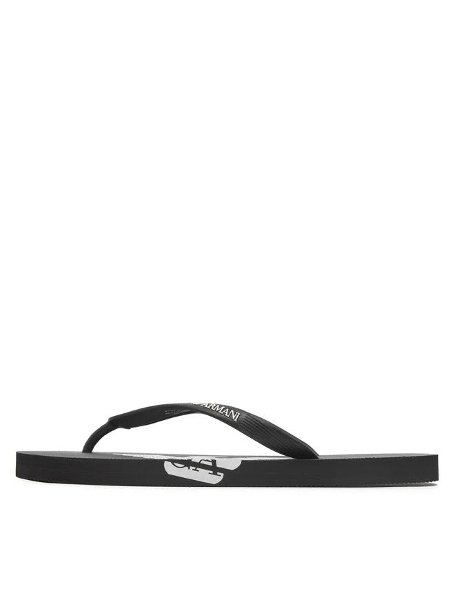 Emporio Armani Black Men Flip Flops with Logo