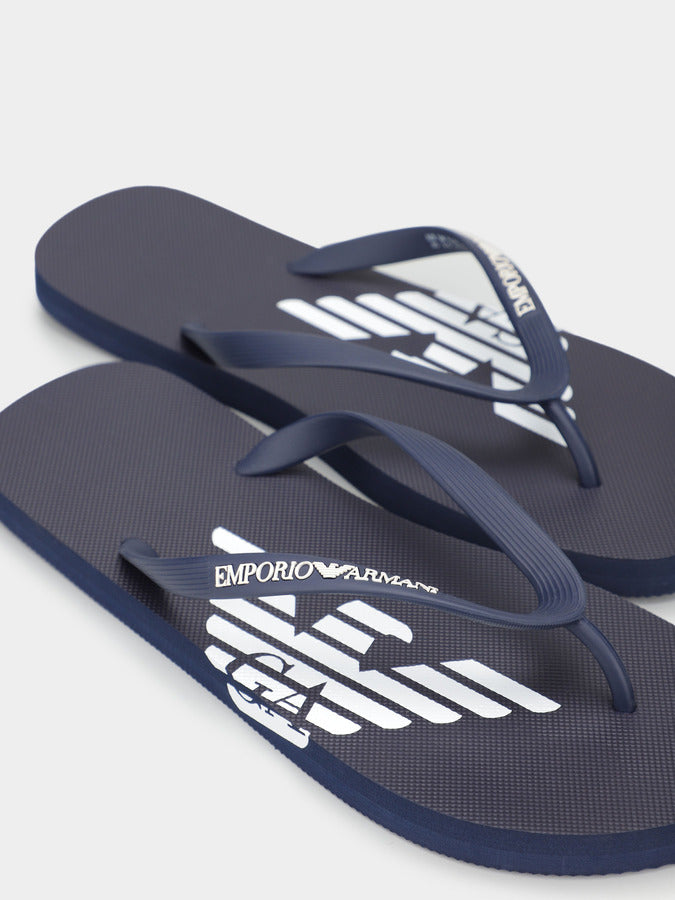 Emporio Armani Men Flip Flops with White Logo Detail