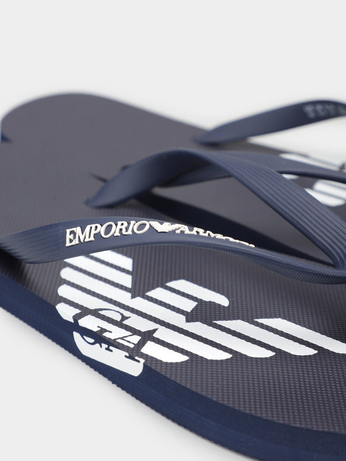 Emporio Armani Men Flip Flops with White Logo Detail