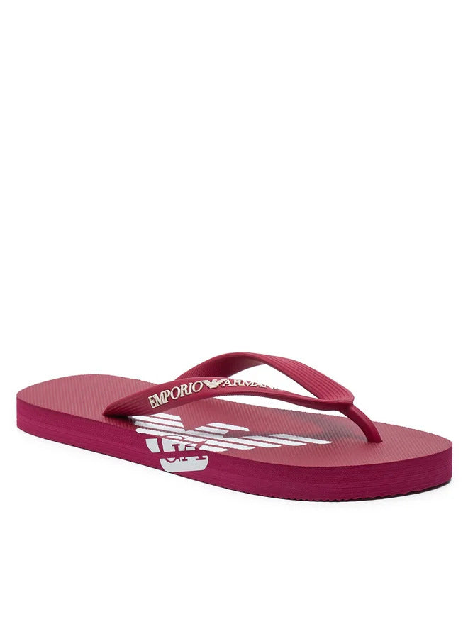 Emporio Armani Red Men Flip Flops with White Logo