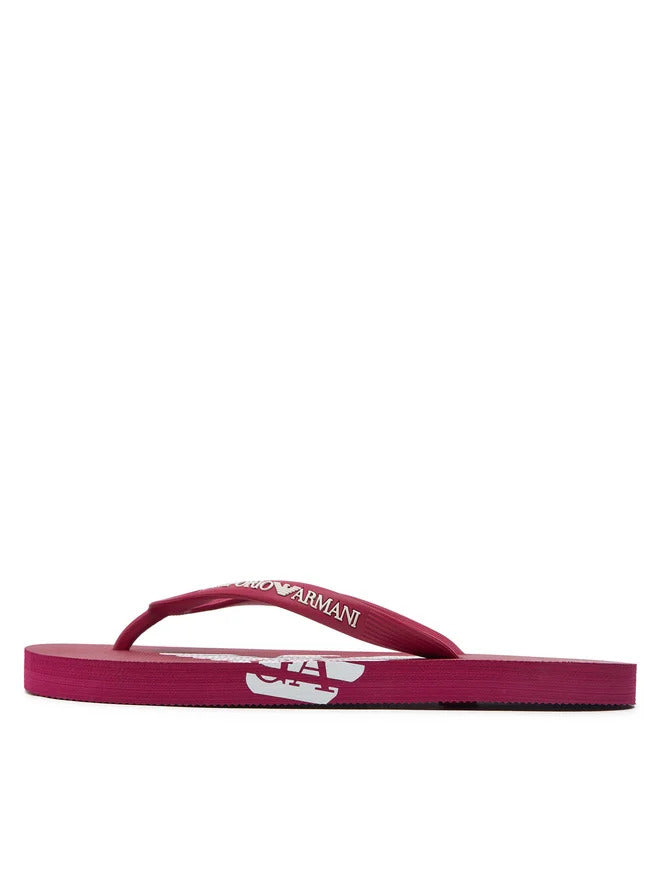 Emporio Armani Red Men Flip Flops with White Logo