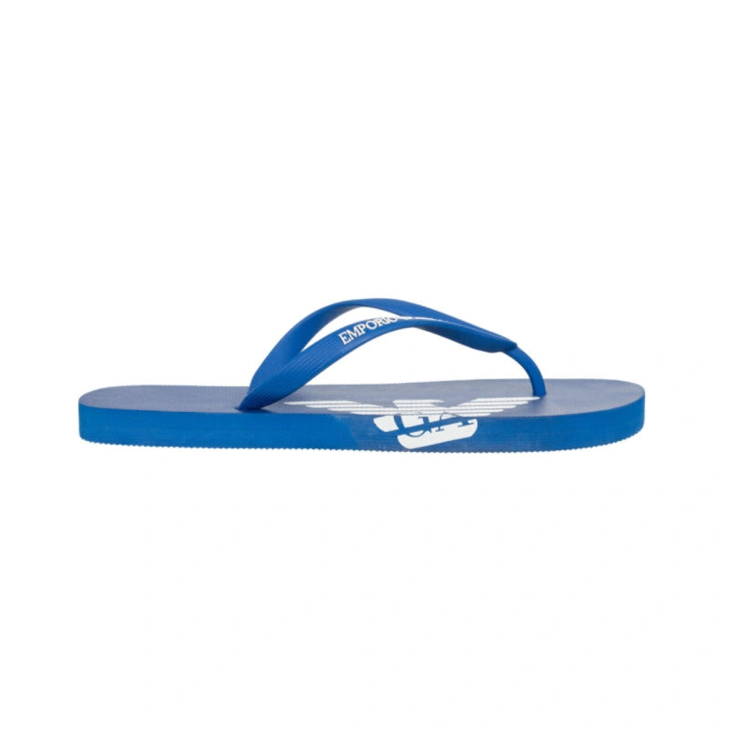 Emporio Armani Blue Men Flip Flops with White Logo Detail