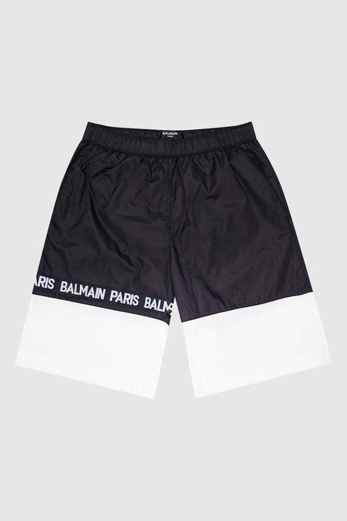Balmain Shorts Black White Stripes