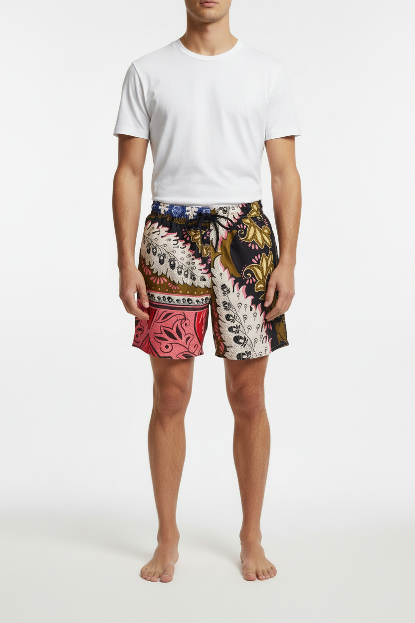Agua Bendita Black Shorts with Flowers Print