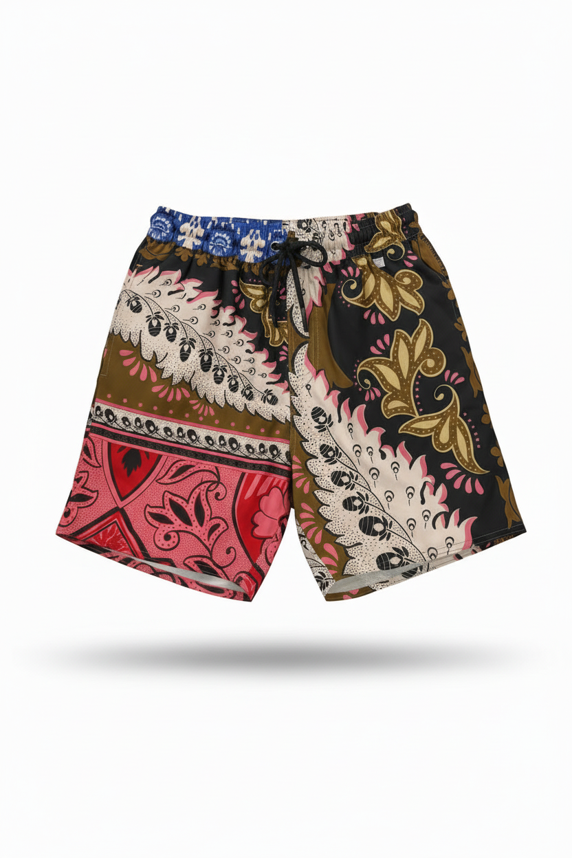 Agua Bendita Black Shorts with Flowers Print