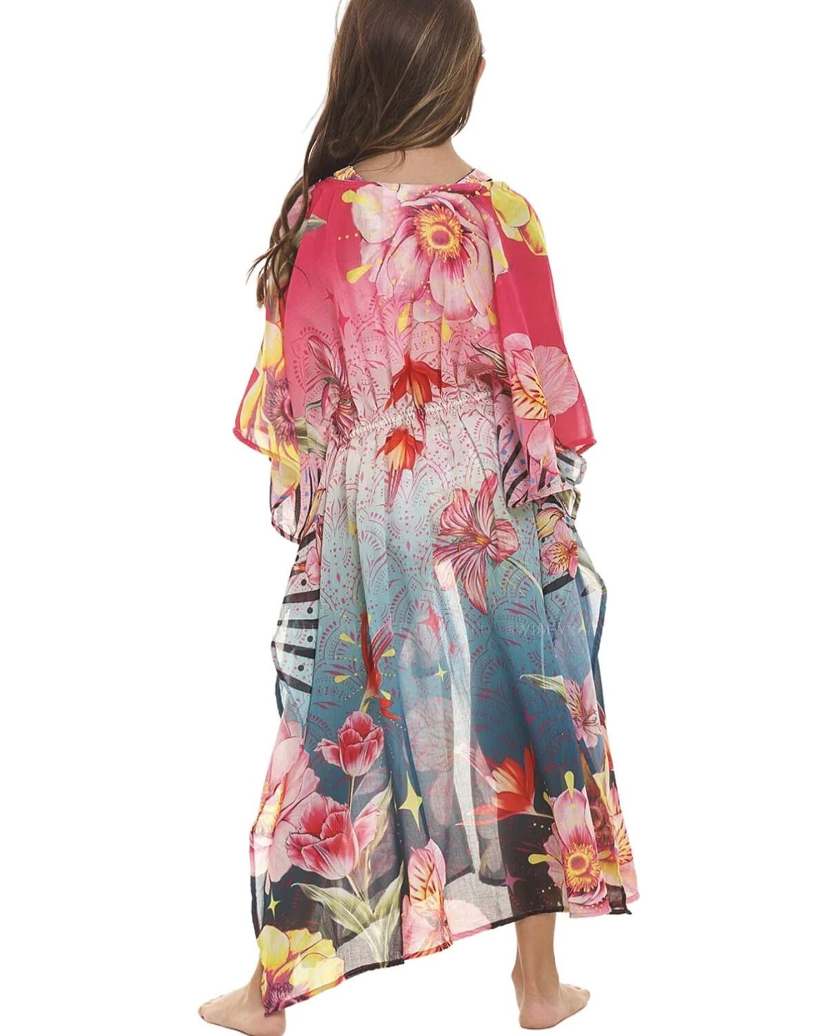 Agua Bendita Girls Cover Up Tunic with Flowers Print