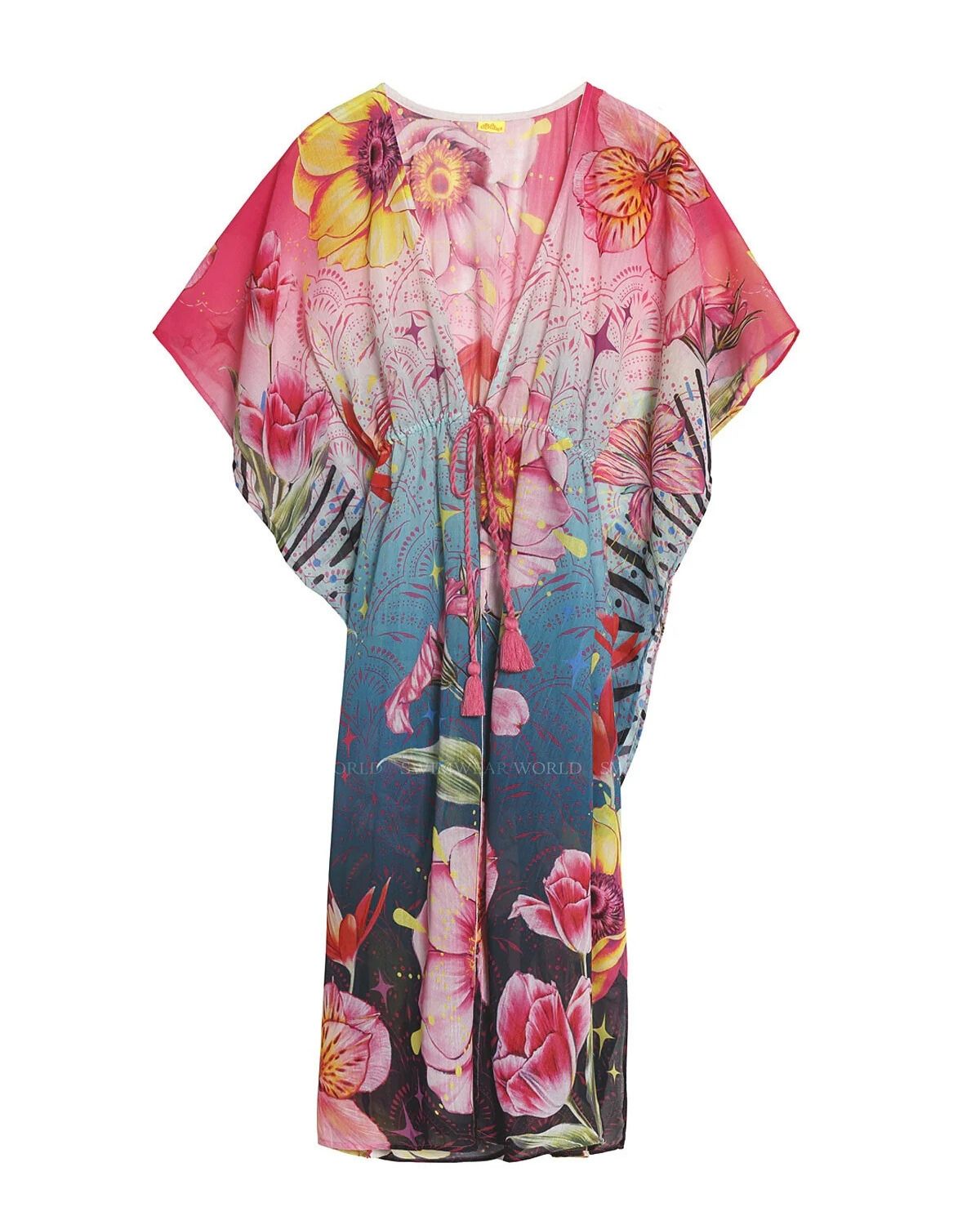 Agua Bendita Girls Cover Up Tunic with Flowers Print