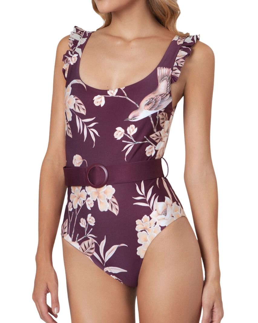 Agua Bendita Swimsuit One Piece Bordeaux Calibri Belted