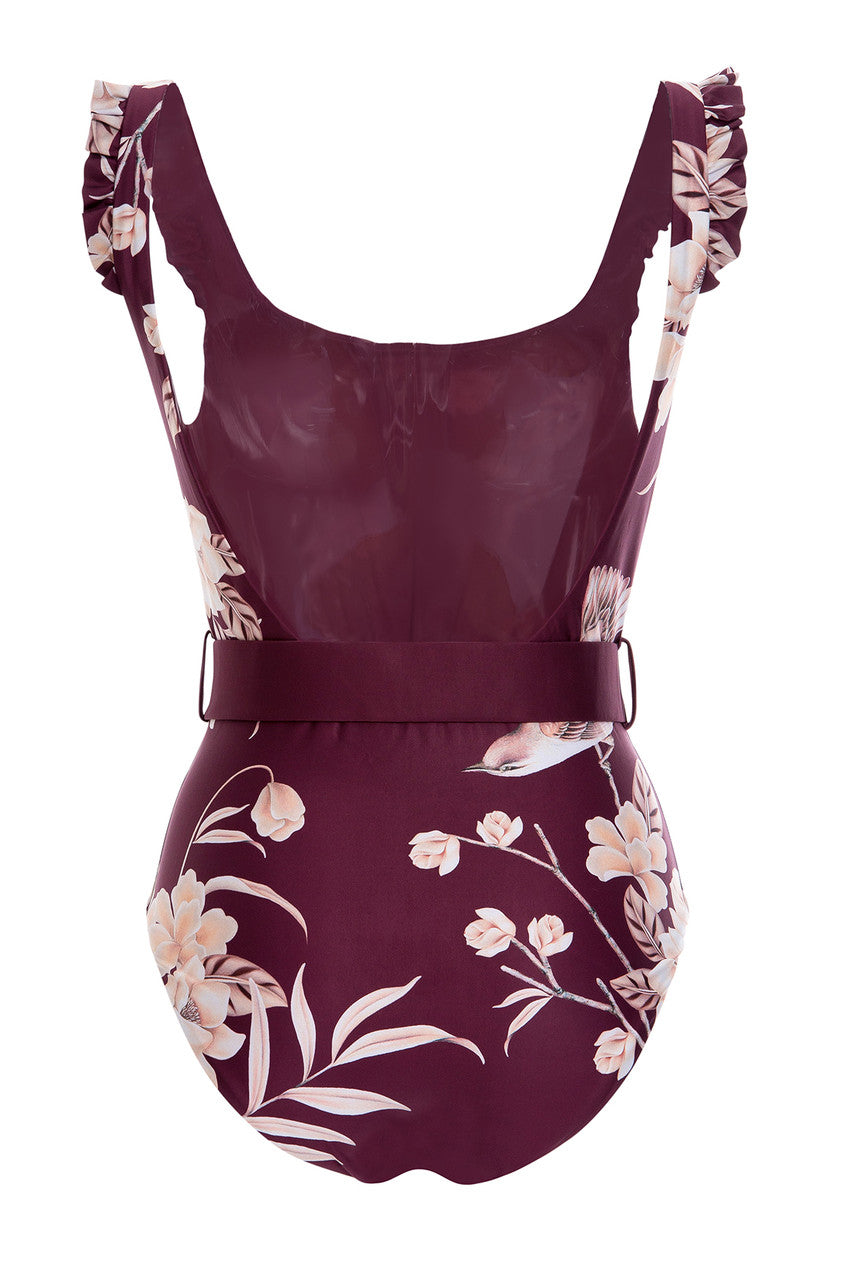 Agua Bendita Swimsuit One Piece Bordeaux Calibri Belted