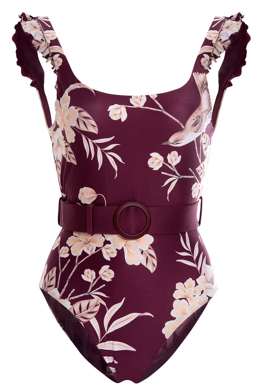 Agua Bendita Swimsuit One Piece Bordeaux Calibri Belted