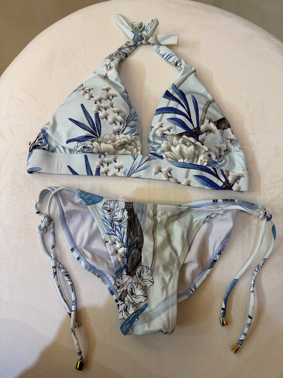 Aguaclara Blue Flowers Triangle Two Piece Swimsuit