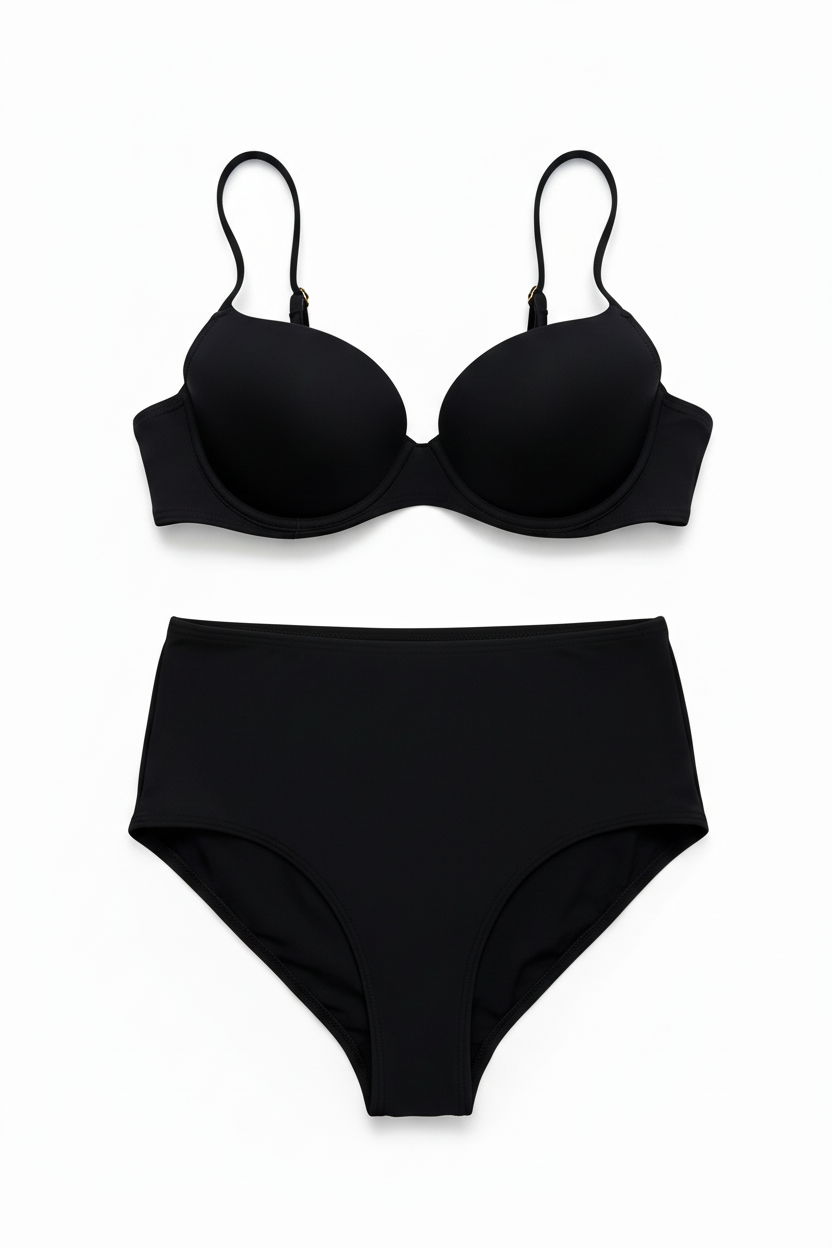 Aguaclara Classical Black Two-Piece Swimsuit