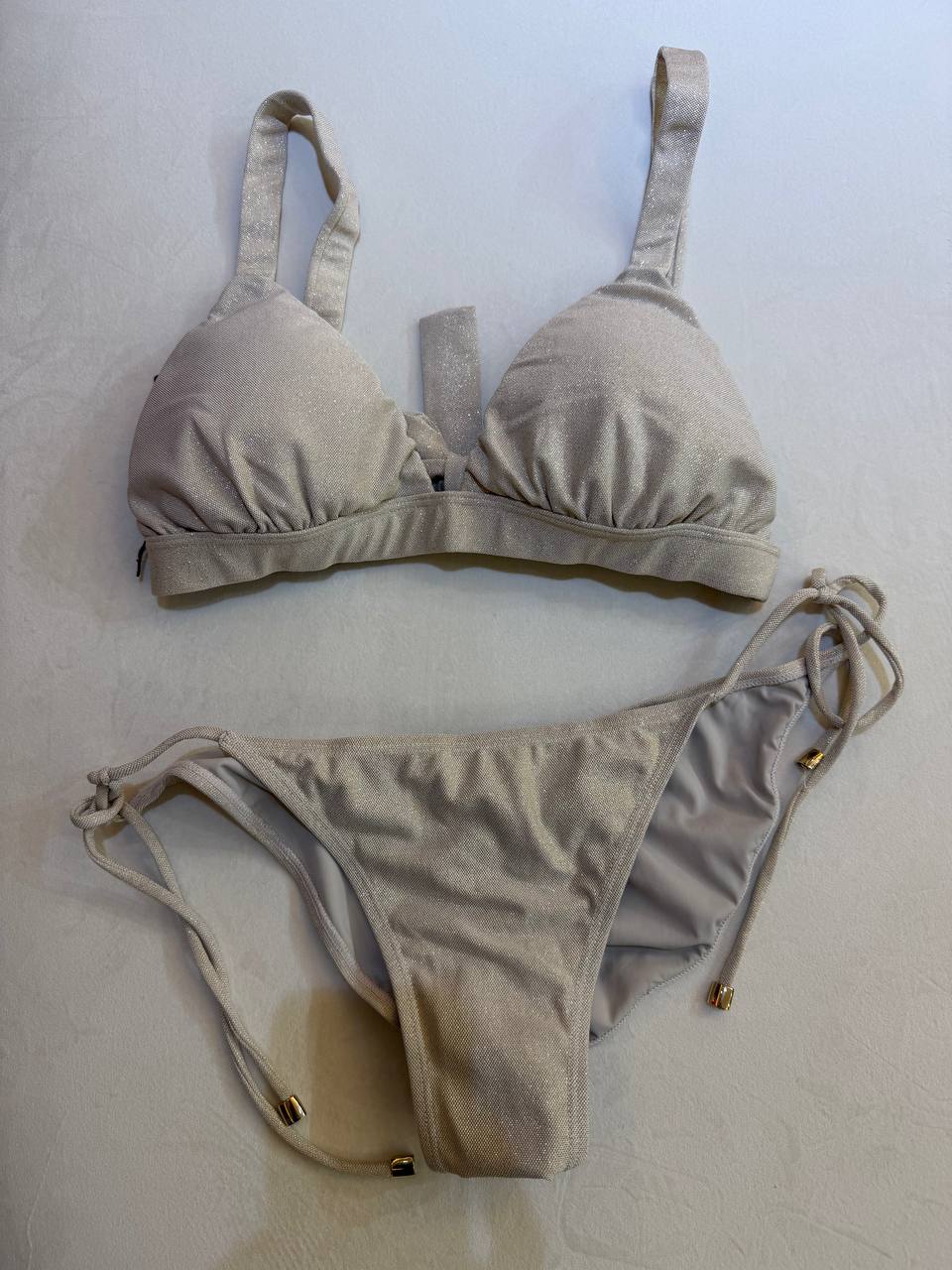 Aguaclara Swimsuit Two Piece Beige-Gold Triangle