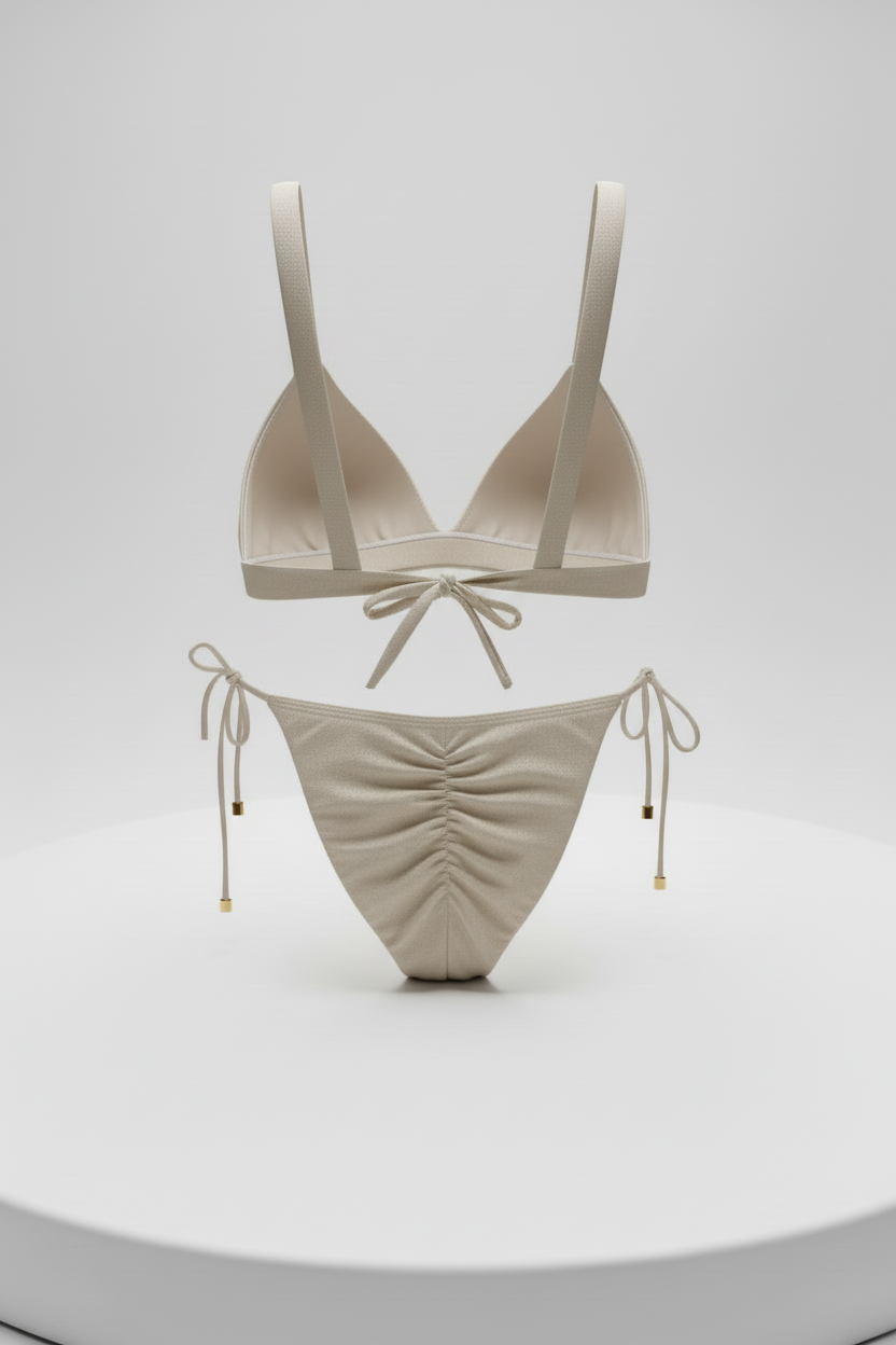 Aguaclara Swimsuit Two Piece Beige-Gold Triangle
