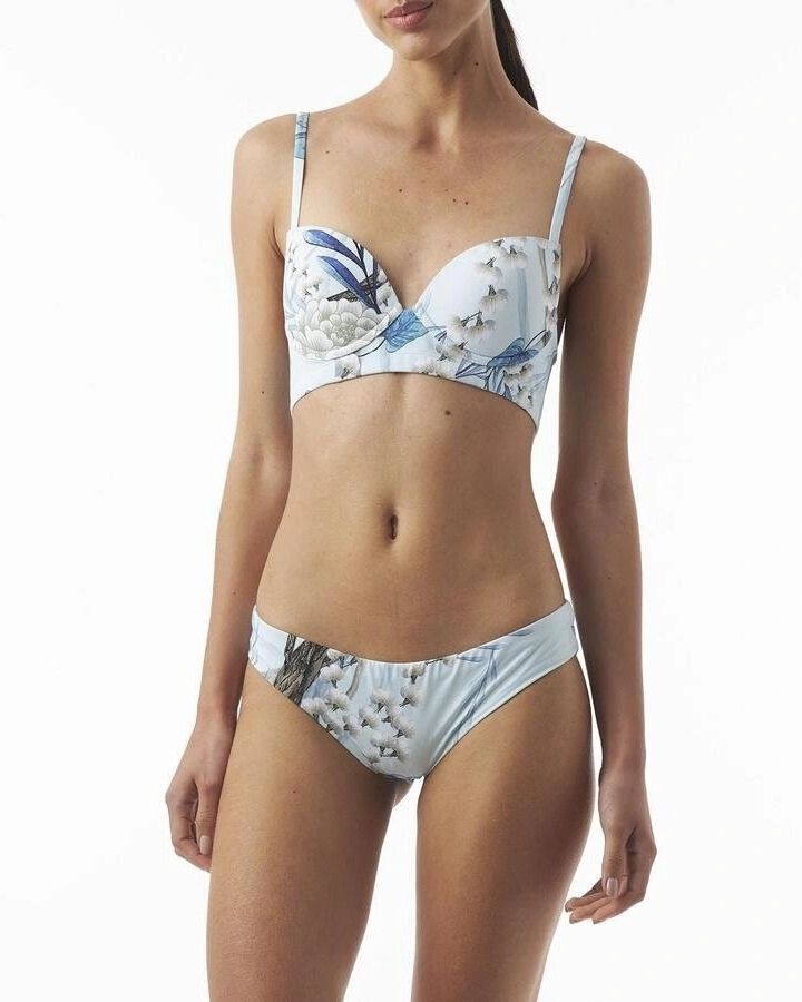 Aguaclara Two Pieces Swimsuit with Blue Flowers Print