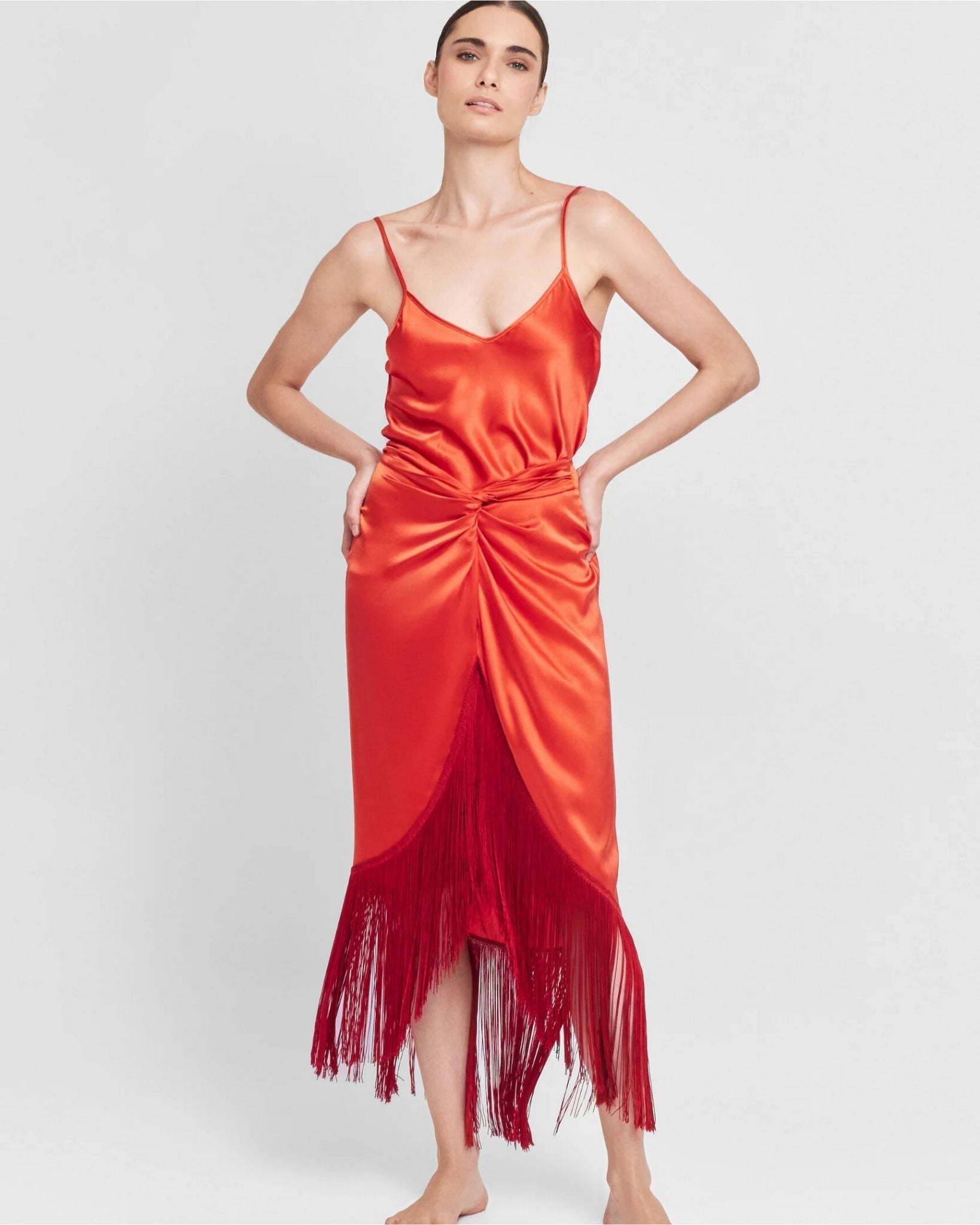 Aguaclara Women Red Skirt with Tassels