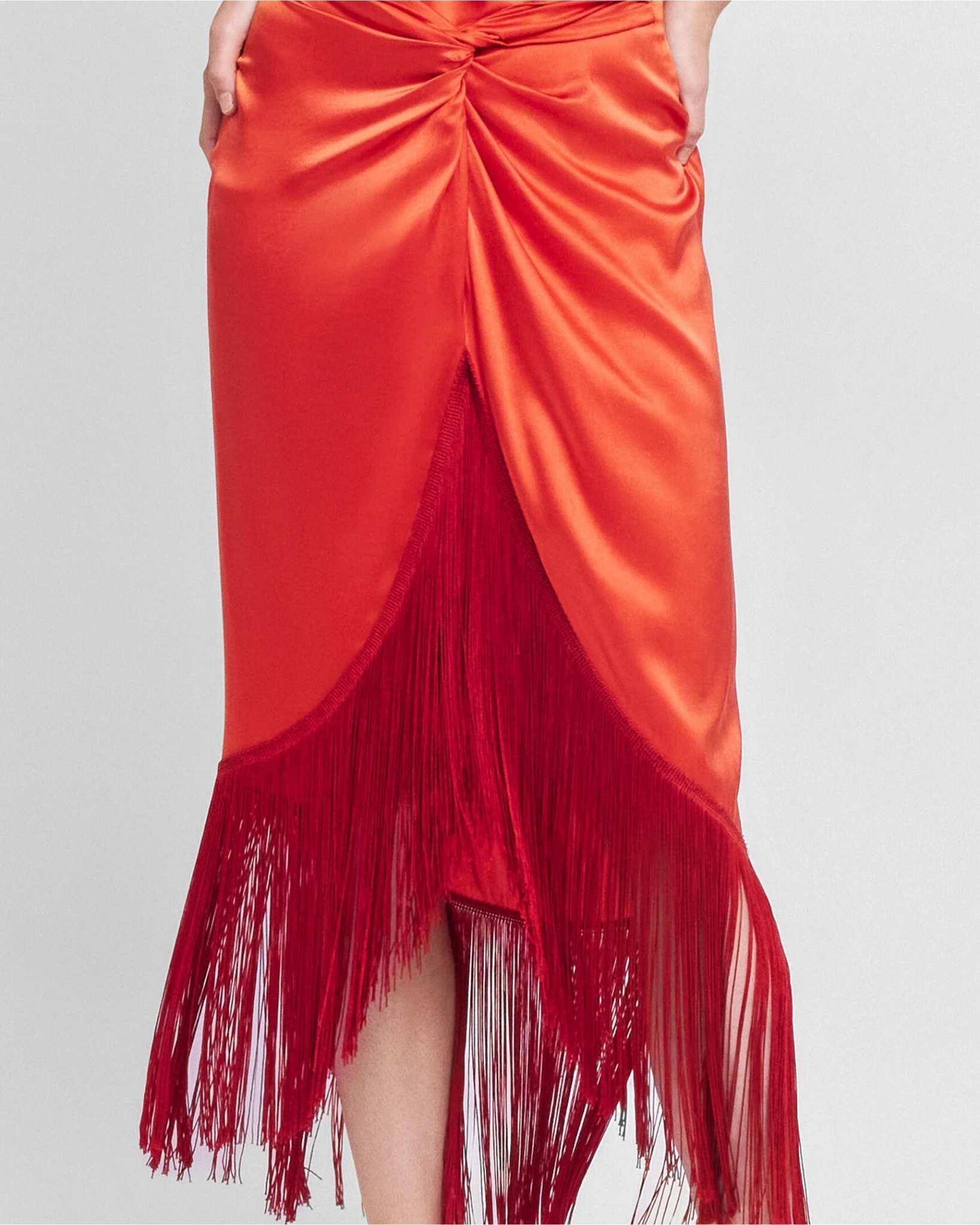 Aguaclara Women Red Skirt with Tassels