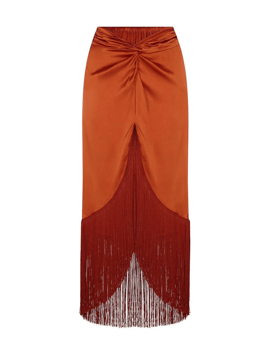 Aguaclara Women Red Skirt with Tassels