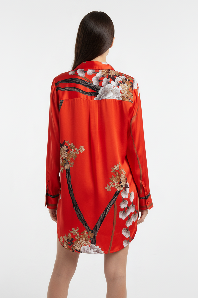 Aguaclara Women Silk Blouses with Flowers Print