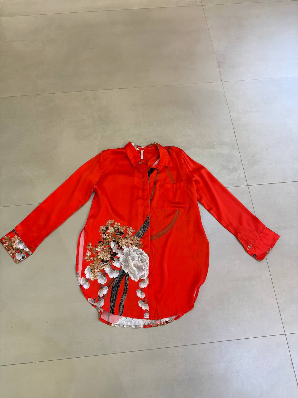 Aguaclara Women Silk Blouses with Flowers Print