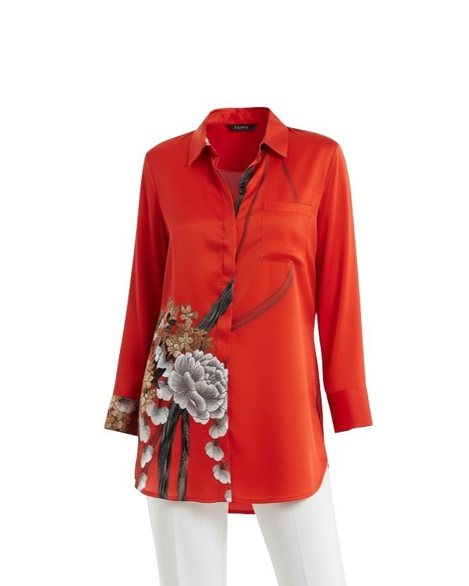 Aguaclara Women Silk Blouses with Flowers Print