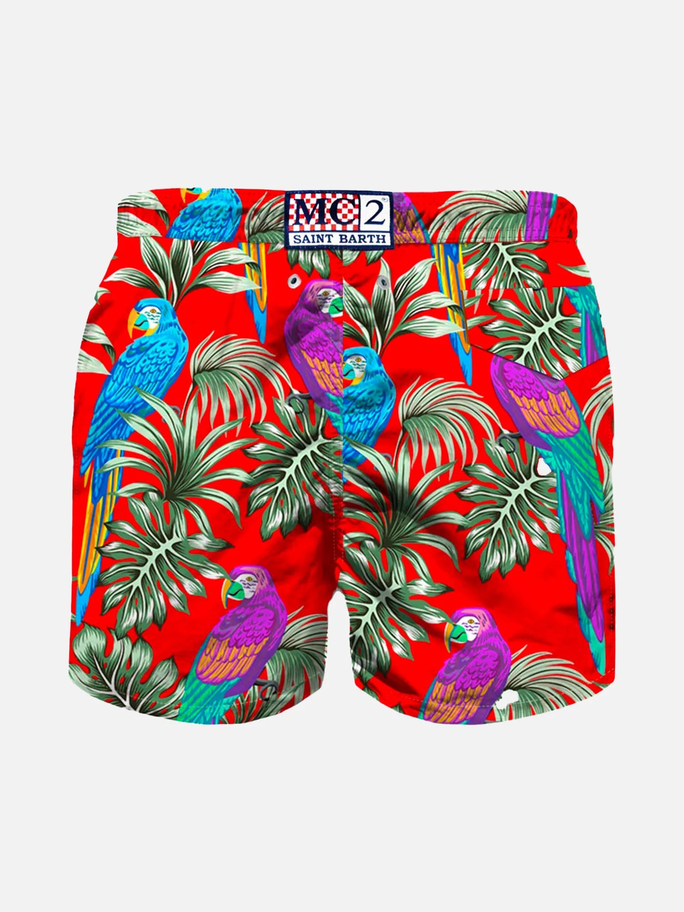MC2 Saint Barth Red Parrot Shorts for children JEAN LIGHTING