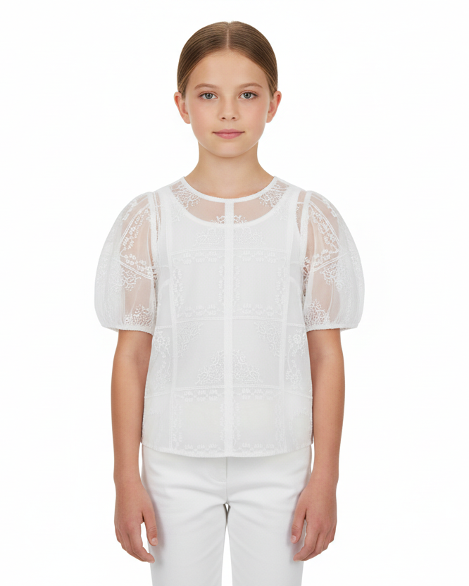 Chloe White Lace Blouse Girls