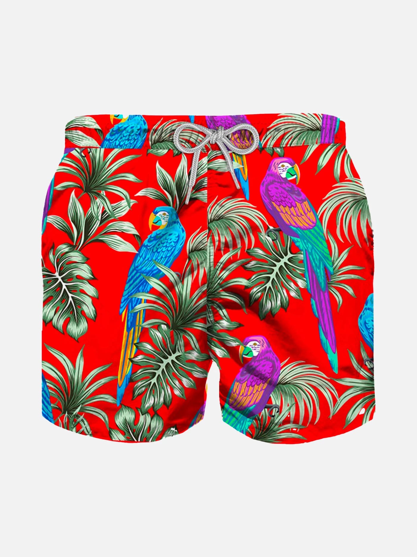 MC2 Saint Barth Red Parrot Shorts for children JEAN LIGHTING