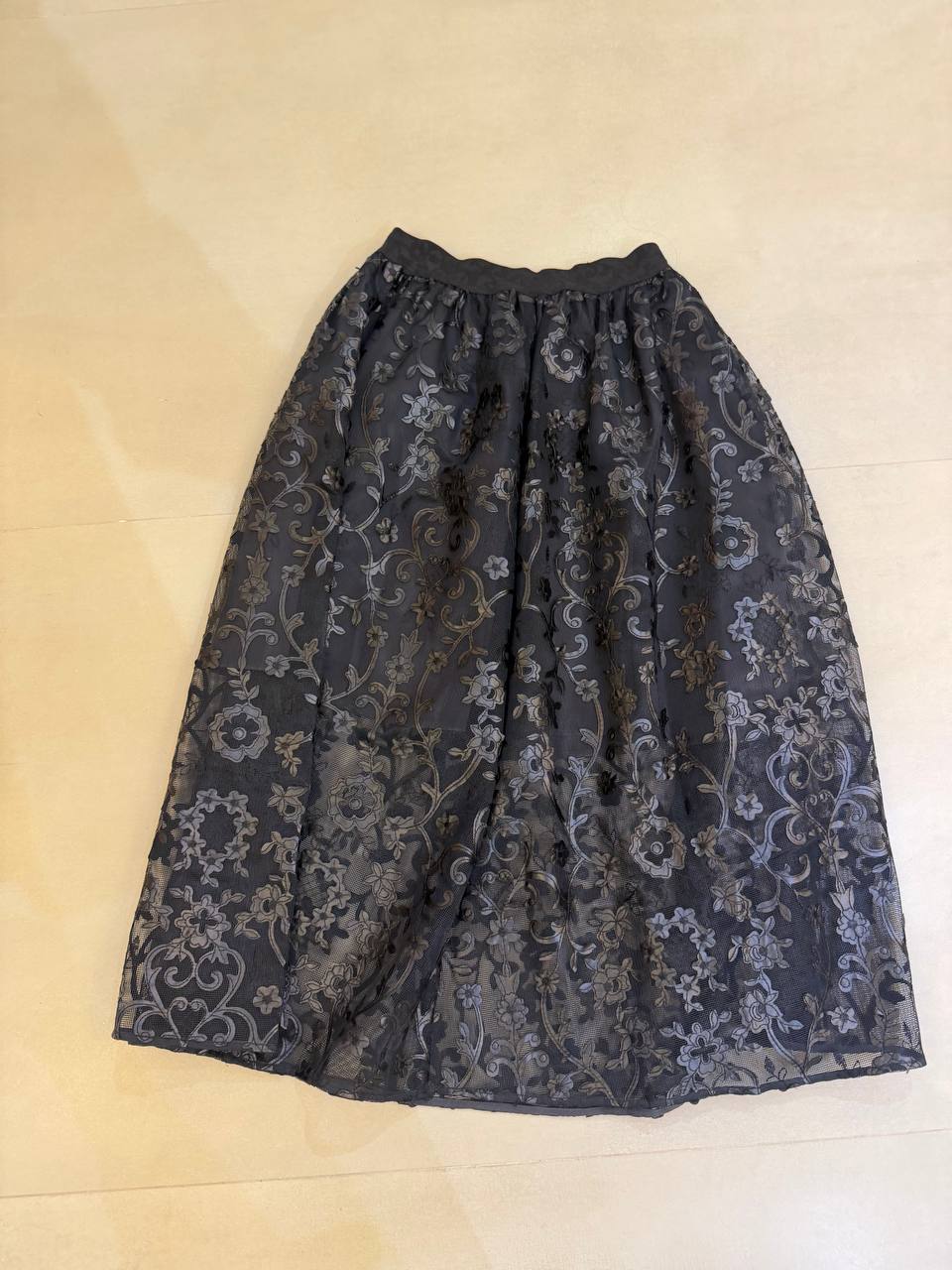 Elise Garreau Black Long Lace Skirt