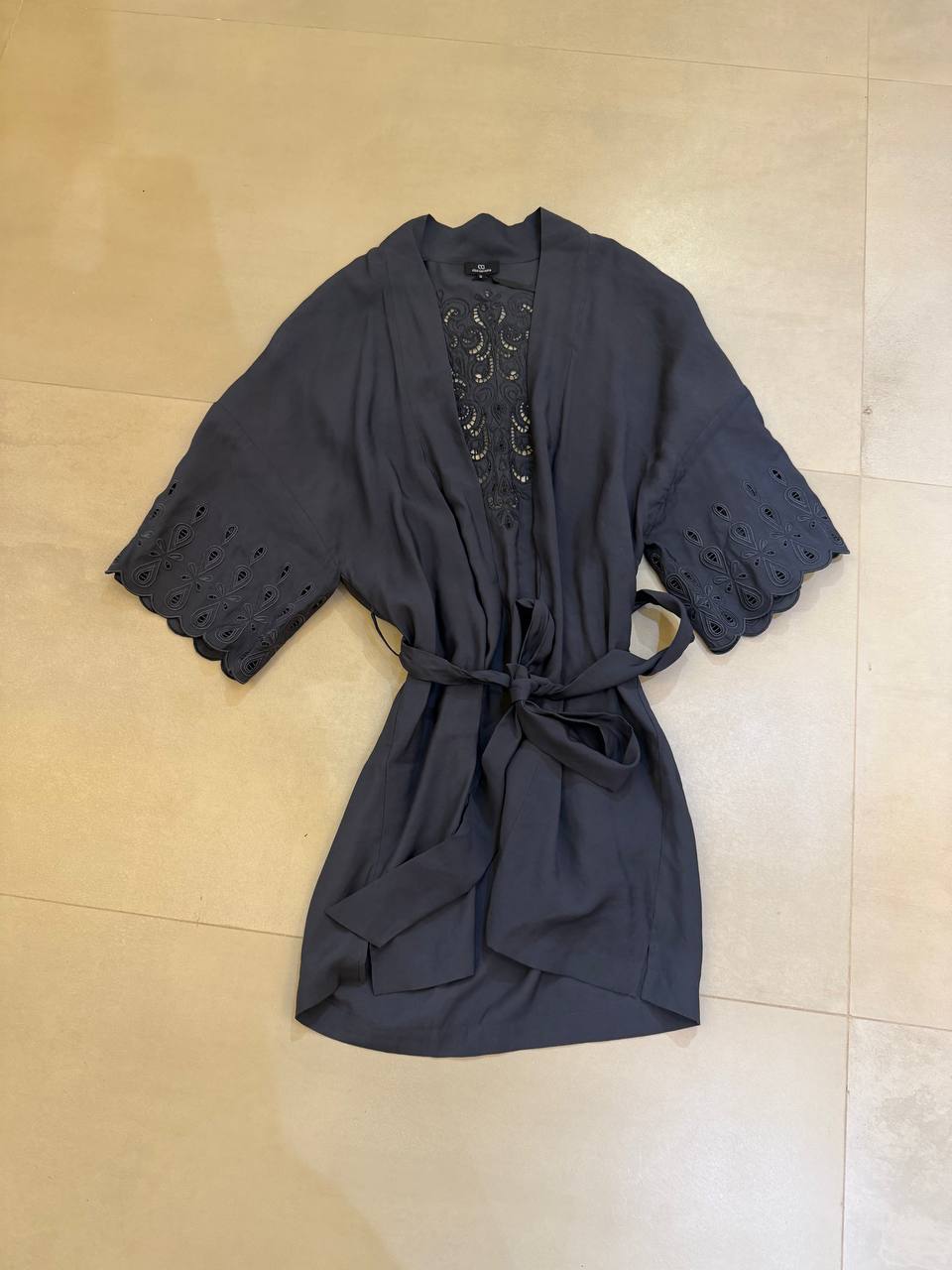 Elise Garreau Black Lace Short Kimono