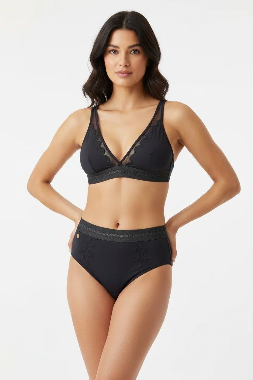 Elise Garreau Black Two Piece Swimsuit with Lace
