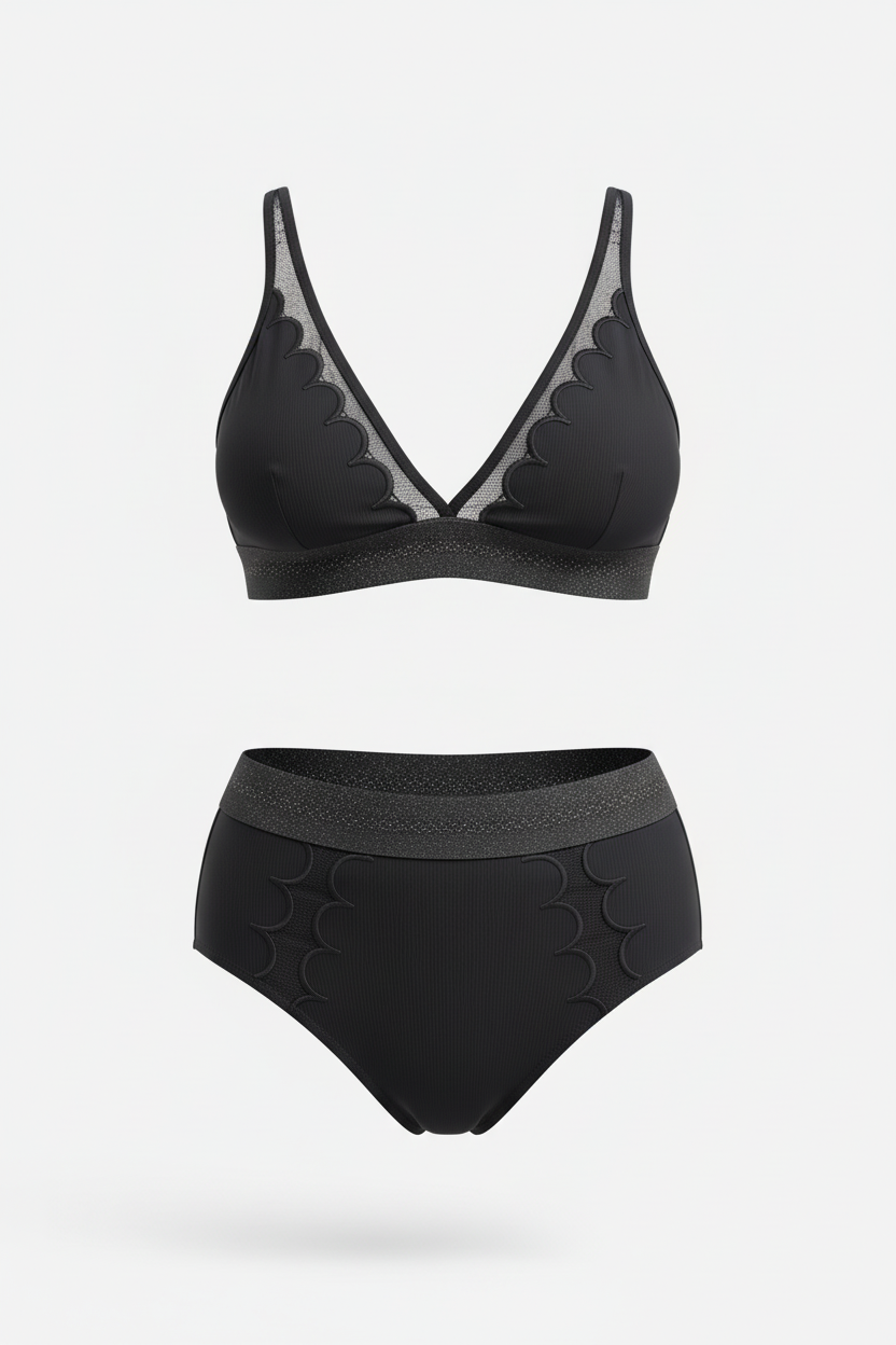 Elise Garreau Black Two Piece Swimsuit with Lace