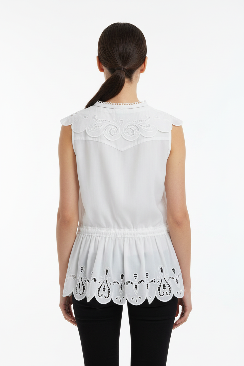 Elise Garreau White Lace Blouse
