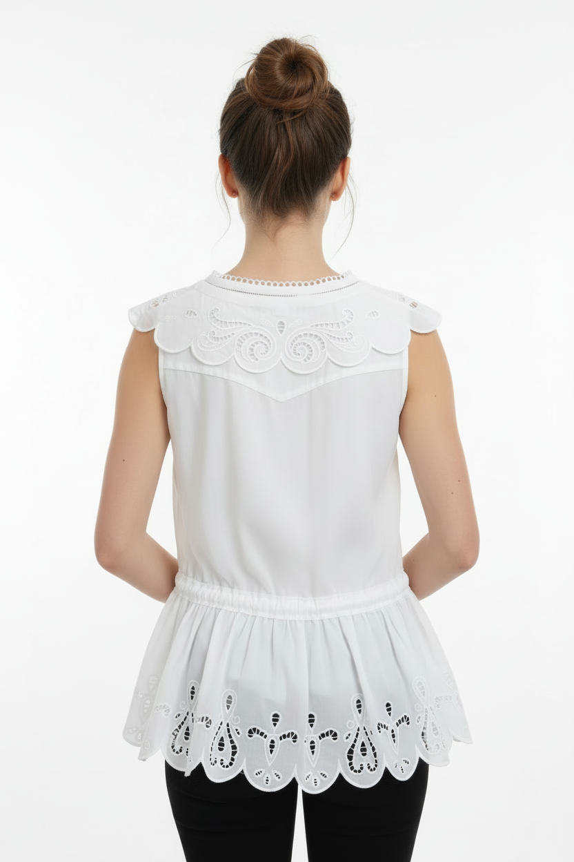 Elise Garreau White Lace Blouse