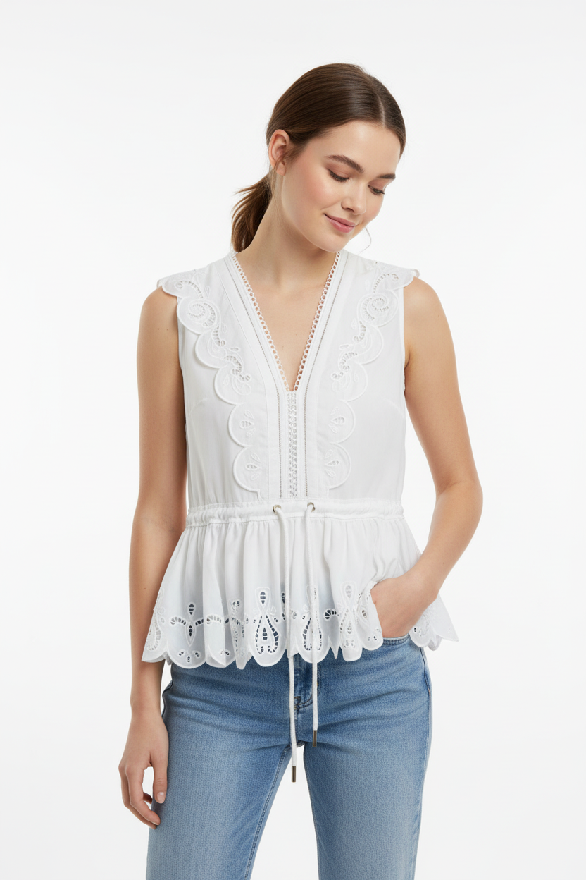 Elise Garreau White Lace Blouse