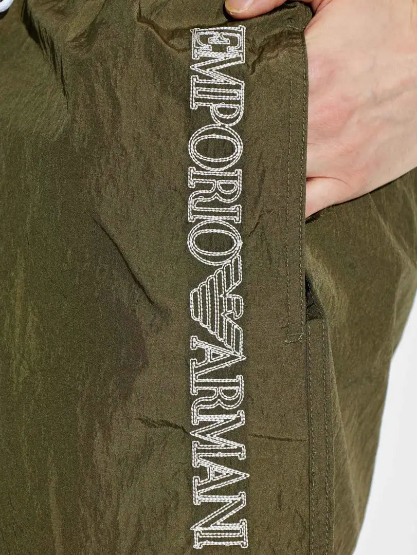 Emporio Armani Men's Swim Shorts Embroidery Logo - Green