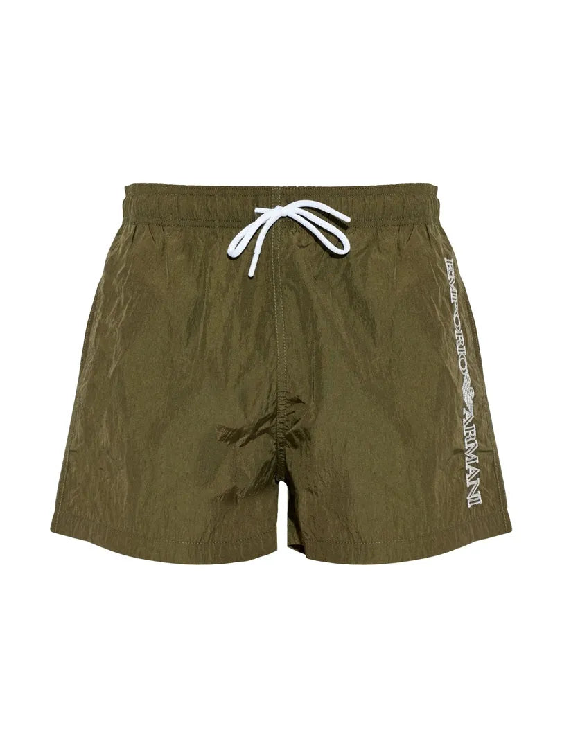 Emporio Armani Men's Swim Shorts Embroidery Logo - Green